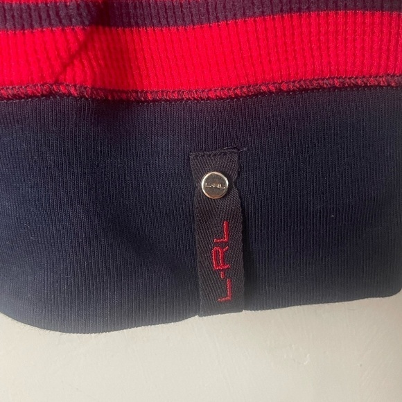 Lauren Ralph Lauren Active Women's Red & Navy Stripe Waffle Knit Shirt Sz Large - Picture 3 of 4